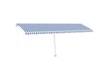 Vidaxl Tenda Da Sole Manuale A Scomparsa Con Led 600X350 Cm Blu E Bianco