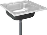 Vidaxl Set Di Lavelli Con Scolapiatti Argento 600X600X155 Mm In Acciaio Inox