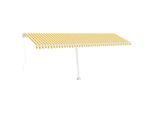 Vidaxl Tenda Da Sole Manuale A Scomparsa Con Led 600X350 Cm Giallo Bianco