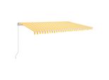 Vidaxl Tenda Da Sole Manuale A Scomparsa Con Led 500X350 Cm Giallo E Bianco