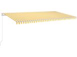 Vidaxl Tenda Da Sole Manuale A Scomparsa Con Led 600X350 Cm Giallo E Bianco