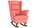 Sedia A Dondolo Con Gambe In Legno Massiccio E Gomma Velluto Rosa