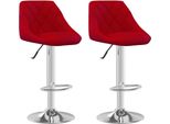 Vidaxl Sgabello Da Bar 2 Pz. Velluto Rosso Vino