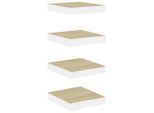 Vidaxl Mensole Sospese 4 Pz. Mdf Effetto Rovere E Bianco 23X23,5X3,8 Cm