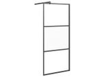 Schermo Doccia Per Cabina 90X195 Cm Esg Nero Semi-Opaco
