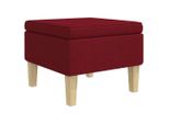 Sgabello Con Gambe In Legno Tessuto Rosso Vino