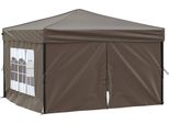 Vidaxl Tenda Pieghevole Per Feste Con Pareti Laterali Taupe 3X3 M