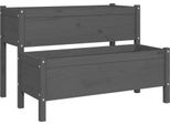 Vidaxl Fioriera Grigia 110X84X75 Cm In Legno Di Pino Massiccio