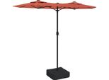 Vidaxl Ombrellone Doppio Con Luci Led Rosso Terracotta 316X145 Cm