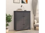 Vidaxl Credenza Grigia 83X41,5X100 Cm In Legno Di Pino Massiccio