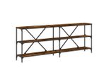 Tavolo Consolle Rovere Fumé 200X30X75 Cm Materiale A Base Di Legno E Ferro