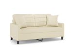 Vidaxl Divano A 2 Posti Con Cuscini Decorativi Crema 140 Cm In Pelle Finta