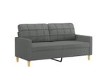 Divano A 2 Posti Con Cuscini Decorativi In Tessuto Grigio Scuro 140 Cm