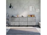Credenze 3 Pz. Grigio Cemento 60X35X70 Cm Materiale A Base Di Legno