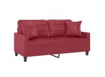 Vidaxl Divano A 2 Posti Con Cuscini Decorativi Rosso Vino 140 Cm In Pelle Finta