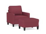 Vidaxl Poltrona Con Sgabello Rosso Vino 60 Cm In Tessuto