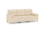 Vidaxl Divano A 3 Posti Con Cuscini Decorativi Crema 180 Cm In Tessuto
