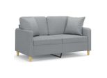 Vidaxl Divano A 2 Posti Con Cuscini Decorativi In Tessuto Grigio Chiaro Da 120 Cm
