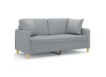 Divano A 2 Posti Con Cuscini Decorativi In Tessuto Grigio Chiaro Da 140 Cm