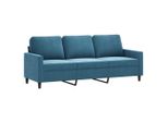 Vidaxl Divano A 3 Posti Blu 180 Cm In Velluto