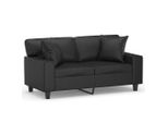 Divano A 2 Posti Con Cuscini Decorativi Nero 120 Cm In Ecopelle