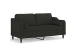 Divano A 2 Posti Con Cuscini Decorativi Nero 140 Cm In Tessuto