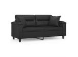 Divano A 2 Posti Con Cuscini Decorativi Nero 140 Cm In Pelle Finta