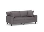 Divano A 2 Posti Con Cuscini Decorativi Grigio 140 Cm In Pelle Finta