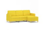 Vidaxl Divano A 3 Posti Con Poggiapiedi Giallo Chiaro 180 Cm In Tessuto