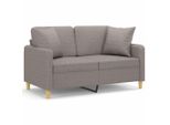 Divano A 2 Posti Con Cuscini Decorativi In Tessuto Taupe 120 Cm
