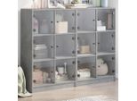 Vidaxl Libreria Con Ante Grigio Cemento 136X37X109 Cm Materiale Legno