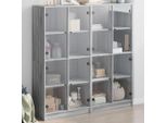 Libreria Con Ante Grey Sonoma 136X37X142 Cm Materiale A Base Di Legno