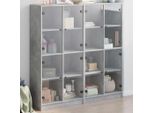 Vidaxl Libreria Con Ante Grigio Cemento 136X37X142 Cm Materiale Legno