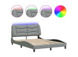 Vidaxl Struttura Letto Con Led Senza Materasso "Hvar"" Tessuto Grigio Chiaro 120X200 Cm"
