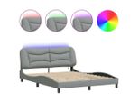 Vidaxl Struttura Letto Con Led Senza Materasso "Hvar"" Tessuto Grigio Chiaro 160X200 Cm"