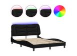 Vidaxl Struttura Letto Con Led Senza Materasso "Hvar"" Nero 140X190 Cm Tessuto"