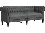 Divano Chesterfield 2 Posti In Tessuto Grigio Scuro