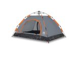 Vidaxl Tenda Da Campeggio 3 Persone Grigio E Arancione Sgancio Rapido