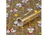 Carta Da Regalo Per Natale, Pupazzi Di Neve, Oro, 0,70 X 10 M