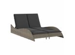 Lettino Con Cuscini Grigio 114X205X73 Cm In Poly Rattan