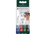 Faber-Castell 253942 Evidenziatore 4 Pz Punta Tonda Nero, Blu, Verde, Rosso