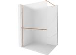 Mexen Kioto+ Parete Doccia Con Mensola Walk-In 120 X 200 Cm, Smerigliato, Rame Spazzolato - 800-120-121-65-30