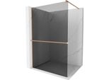 Mexen Kioto+ Parete Doccia Con Mensola Walk-In 120 X 200 Cm, Grafite, Rame Spazzolato - 800-120-121-65-40