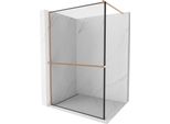 Mexen Kioto+ Parete Doccia Con Mensola Walk-In 80 X 200 Cm, Cornice Nera, Rame Spazzolato - 800-080-121-65-70