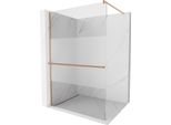 Mexen Kioto+ Parete Doccia Con Mensola Walk-In 140 X 200 Cm, Trasparente/Brina, Rame Spazzolato - 800-140-121-65-35