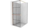 Mexen Kioto+ Parete Doccia Con Mensola Walk-In 90 X 200 Cm, Griglia Nera, Rame Spazzolato - 800-090-121-65-77
