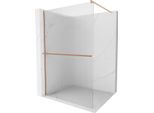 Mexen Kioto+ Parete Doccia Con Mensola Walk-In 110 X 200 Cm, Strisce, Rame Spazzolato - 800-110-121-65-09