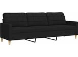 Vidaxl Divano 3 Posti Nero 210 Cm Tessuto