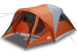Vidaxl Tenda Familiare A Tunnel 6 Persone Grigio E Arancione Impermeabile