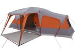 Vidaxl Tenda Familiare Con Tenda Da Sole 9 Persone Grigio E Arancione Impermeabile